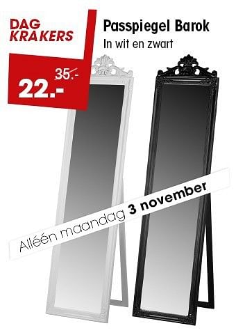 Aanbiedingen Passpiegel barok in wit en zwart - Huismerk - Kwantum - Geldig van 03/11/2014 tot 09/11/2014 bij Kwantum