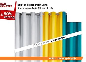 Aanbiedingen Kant-en-klaargordijn juno - Huismerk - Kwantum - Geldig van 03/11/2014 tot 09/11/2014 bij Kwantum