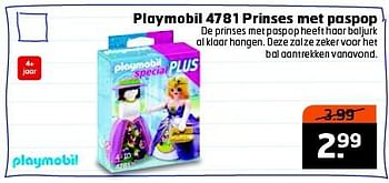 Aanbiedingen Playmobil 4781 prinses met paspop - Playmobil - Geldig van 28/10/2014 tot 09/11/2014 bij Trekpleister