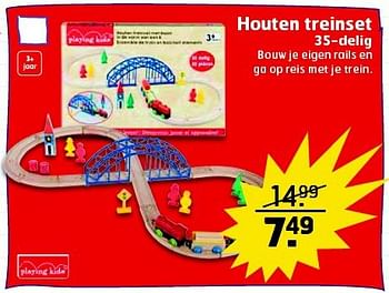 Aanbiedingen Houten treinset - Playing Kids - Geldig van 28/10/2014 tot 09/11/2014 bij Trekpleister
