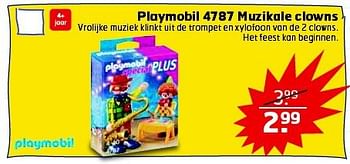 Aanbiedingen Playmobil 4787 muzikale clowns - Playmobil - Geldig van 28/10/2014 tot 09/11/2014 bij Trekpleister