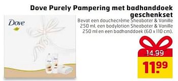 Aanbiedingen Dove purely pampering met badhanddoek geschenkset - Dove - Geldig van 28/10/2014 tot 09/11/2014 bij Trekpleister