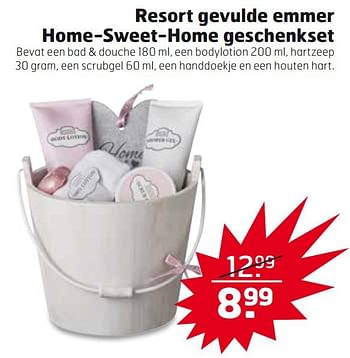 Aanbiedingen Resort gevulde emmer home-sweet-home geschenkset - Resort - Geldig van 28/10/2014 tot 09/11/2014 bij Trekpleister