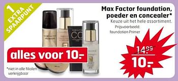 Aanbiedingen Max factor foundation, poeder en concealer - Max Factor - Geldig van 28/10/2014 tot 09/11/2014 bij Trekpleister
