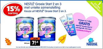 Aanbiedingen Nestlé groeie start 2 en 3 met unieke samenstelling keuze uit nestlé groeie start 2 en 3 - Nestlé - Geldig van 28/10/2014 tot 09/11/2014 bij Trekpleister