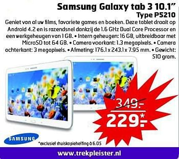 Aanbiedingen Samsung galaxy tab 3 10.1 p5210 - Samsung - Geldig van 28/10/2014 tot 09/11/2014 bij Trekpleister