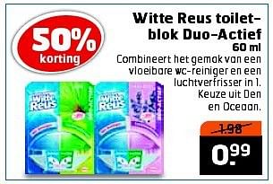 Aanbiedingen Witte reus toiletblok duo-actief - Witte reus - Geldig van 28/10/2014 tot 09/11/2014 bij Trekpleister