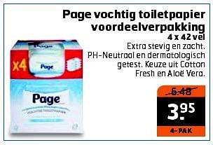 Aanbiedingen Page vochtig toiletpapier voordeelverpakking - Page - Geldig van 28/10/2014 tot 09/11/2014 bij Trekpleister