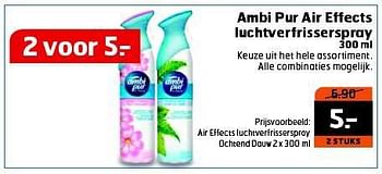 Aanbiedingen Ambi pur air effects luchtverfrisserspray - Ambi Pur - Geldig van 28/10/2014 tot 09/11/2014 bij Trekpleister