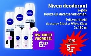 Aanbiedingen Nivea deodorant 3-pak - Nivea - Geldig van 28/10/2014 tot 09/11/2014 bij Trekpleister