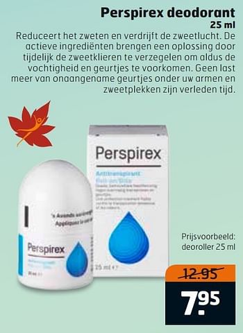 Aanbiedingen Perspirex deodorant - Perspirex - Geldig van 28/10/2014 tot 09/11/2014 bij Trekpleister