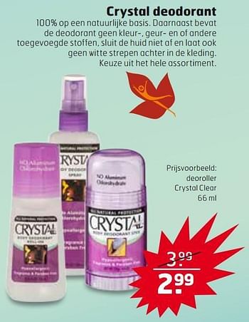 Aanbiedingen Crystal deodorant - Crystal - Geldig van 28/10/2014 tot 09/11/2014 bij Trekpleister