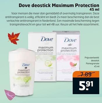 Aanbiedingen Dove deostick maximum protection - Dove - Geldig van 28/10/2014 tot 09/11/2014 bij Trekpleister