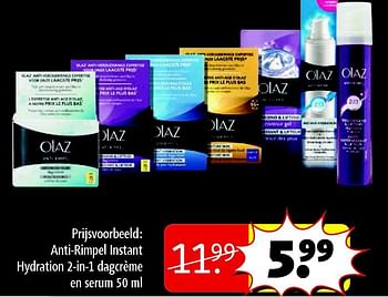 Aanbiedingen Anti-rimpel instant hydration 2-in-1 dagcrème en serum - Olaz - Geldig van 04/11/2014 tot 09/11/2014 bij Kruidvat