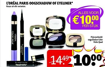 Aanbiedingen L`oréal paris oogschaduw of eyeliner - L'Oreal Paris - Geldig van 04/11/2014 tot 09/11/2014 bij Kruidvat
