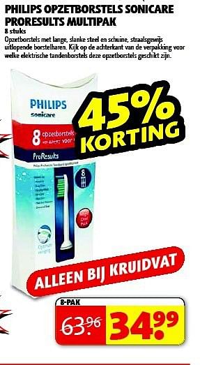 Aanbiedingen Philips opzetborstels sonicare proresults multipak - Philips - Geldig van 04/11/2014 tot 09/11/2014 bij Kruidvat