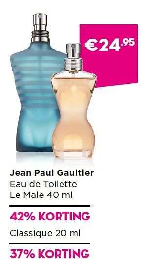 Aanbiedingen Jean paul gaultier eau de toilette le male - Jean Paul Gaultier - Geldig van 27/10/2014 tot 16/11/2014 bij Ici Paris XL