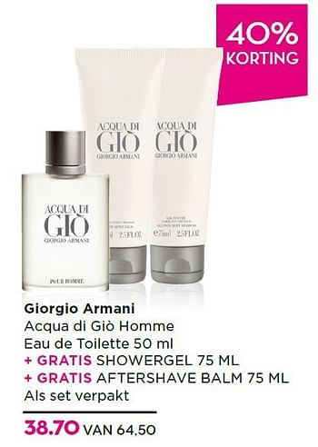 Aanbiedingen Giorgio armani acqua di giò homme eau de toilette - Giorgio Armani - Geldig van 27/10/2014 tot 16/11/2014 bij Ici Paris XL