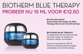 Aanbiedingen Biotherm blue therapy - Biotherm - Geldig van 27/10/2014 tot 16/11/2014 bij Ici Paris XL
