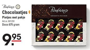 Aanbiedingen Chocolaatjes pietjes met pakje - Bonbiance - Geldig van 18/09/2014 tot 05/12/2014 bij Sligro