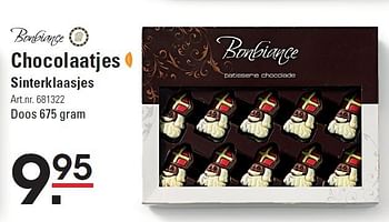 Aanbiedingen Chocolaatjes sinterklaasjes - Bonbiance - Geldig van 18/09/2014 tot 05/12/2014 bij Sligro