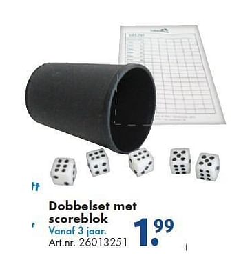 Aanbiedingen Dobbelset met scoreblok - Huismerk - Bart Smit - Geldig van 26/09/2014 tot 07/12/2014 bij Bart Smit