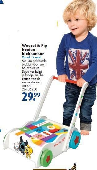 en Pip Woezel + pip houten blokkenkar - Promotie bij Bart