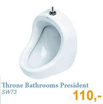 Aanbiedingen Throne bathrooms president - Throne Bathrooms - Geldig van 01/11/2014 tot 30/11/2014 bij Sanitairwinkel