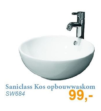 Aanbiedingen Saniclass kos opbouwwaskom - Saniclass - Geldig van 01/11/2014 tot 30/11/2014 bij Sanitairwinkel