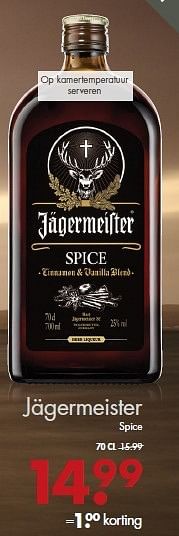 Aanbiedingen Jägermeister spice - Jagermeister - Geldig van 02/11/2014 tot 15/11/2014 bij Mitra