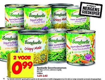 Aanbiedingen Bonduelle groenteconserven - Bonduelle - Geldig van 09/11/2014 tot 15/11/2014 bij Plus