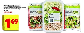 Aanbiedingen Plus groentepakket nasi, bami, macaroni-spaghetti of nasi-bami mix - Huismerk - Plus - Geldig van 09/11/2014 tot 15/11/2014 bij Plus