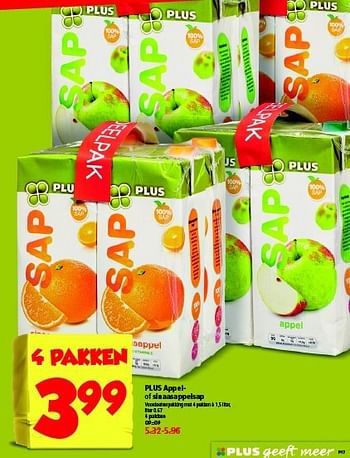 Aanbiedingen Plus appel- of sinaasappelsap - Huismerk - Plus - Geldig van 09/11/2014 tot 15/11/2014 bij Plus