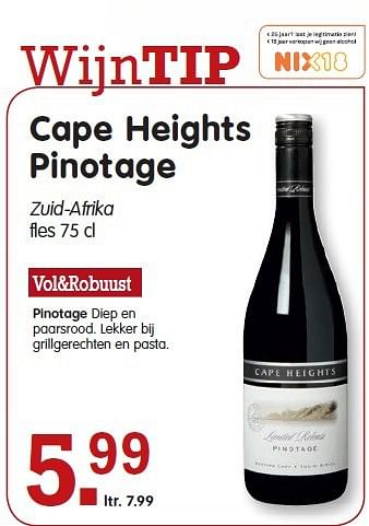 Aanbiedingen Cape heights pinotage - Rode wijnen - Geldig van 09/11/2014 tot 15/11/2014 bij Em-té