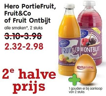 Aanbiedingen Hero portiefruit, fruit+co of fruit ontbijt - Hero - Geldig van 09/11/2014 tot 15/11/2014 bij Em-té
