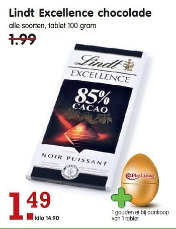 Aanbiedingen Lindt excellence chocolade - Lindt - Geldig van 09/11/2014 tot 15/11/2014 bij Em-té