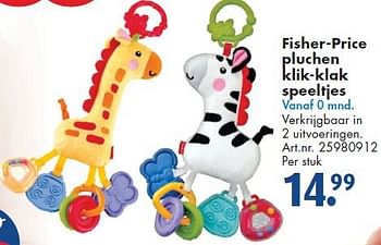 Aanbiedingen Fisher-price pluchen klik-klak speeltjes - Fisher-Price - Geldig van 26/09/2014 tot 07/12/2014 bij Bart Smit