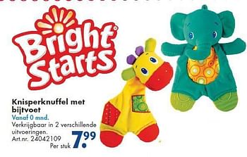 Aanbiedingen Knisperknuffel met bijtvoet - Bright Starts  - Geldig van 26/09/2014 tot 07/12/2014 bij Bart Smit