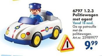 Aanbiedingen 1.2.3 politiewagen met agent - Playmobil - Geldig van 26/09/2014 tot 07/12/2014 bij Bart Smit