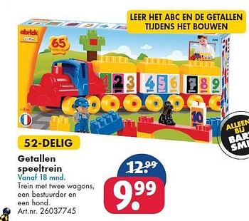 Aanbiedingen Getallen speeltrein - Abrick - Geldig van 26/09/2014 tot 07/12/2014 bij Bart Smit