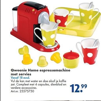 Aanbiedingen Qweenie home espressomachine met servies - Qweenie Home - Geldig van 26/09/2014 tot 07/12/2014 bij Bart Smit