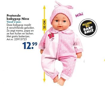 Aanbiedingen Pratende babypop nina - Huismerk - Bart Smit - Geldig van 26/09/2014 tot 07/12/2014 bij Bart Smit