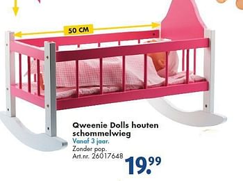 Aanbiedingen Qweenie dolls houten schommelwieg - Qweenie - Geldig van 26/09/2014 tot 07/12/2014 bij Bart Smit