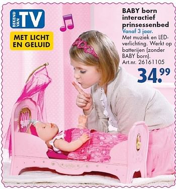 Aanbiedingen Baby born interactief prinsessenbed - Baby Born - Geldig van 26/09/2014 tot 07/12/2014 bij Bart Smit