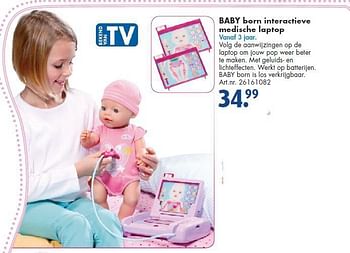 Aanbiedingen Baby born interactieve medische laptop - Baby Born - Geldig van 26/09/2014 tot 07/12/2014 bij Bart Smit