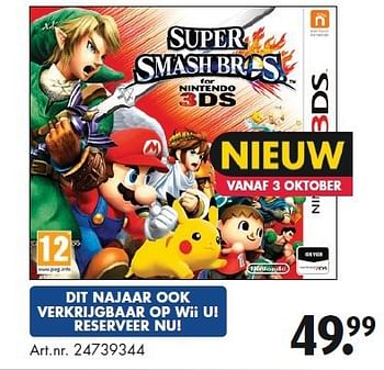 Aanbiedingen Super smash  bros - Nintendo - Geldig van 26/09/2014 tot 07/12/2014 bij Bart Smit