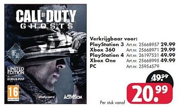 Aanbiedingen Call of duty ghosts - Activision - Geldig van 26/09/2014 tot 07/12/2014 bij Bart Smit