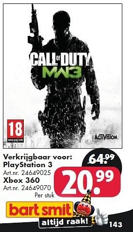 Aanbiedingen Call of duty mw3 - Activision - Geldig van 26/09/2014 tot 07/12/2014 bij Bart Smit