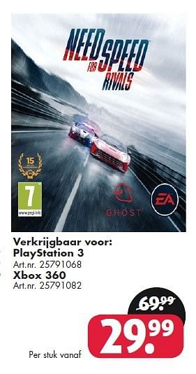 Aanbiedingen Need speed for rivals - Electronic Arts - Geldig van 26/09/2014 tot 07/12/2014 bij Bart Smit