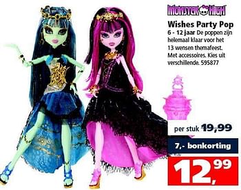 Aanbiedingen Wishes party pop - Monster High - Geldig van 01/11/2014 tot 16/11/2014 bij Intertoys